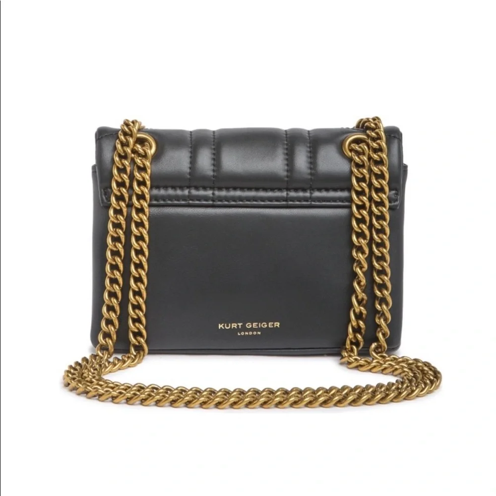 Kurt Geiger London Mini Kensington Leather Black Union Jack Bag NWT Chain Strap - Picture 6 of 7